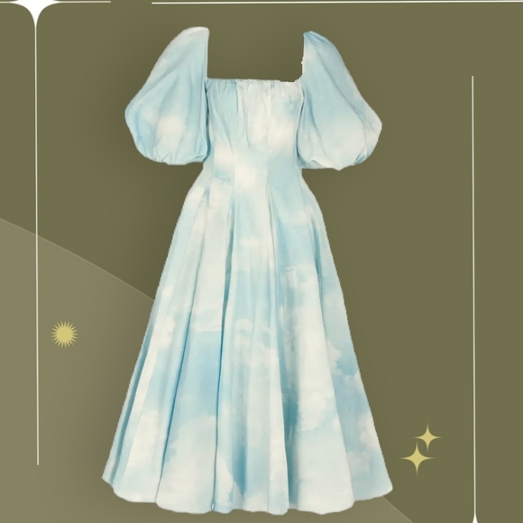 🍋✨ NWT Selkie Head In The Clouds Day Dress Size L - Picture 1 of 7